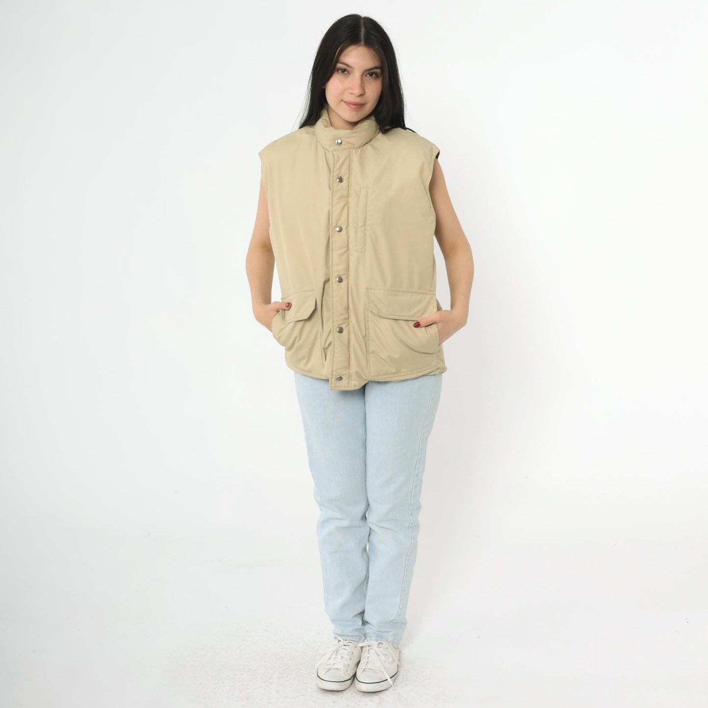 80s Orvis Tan Down Puffer Vest Goose Down Sleeveless Jacket Large