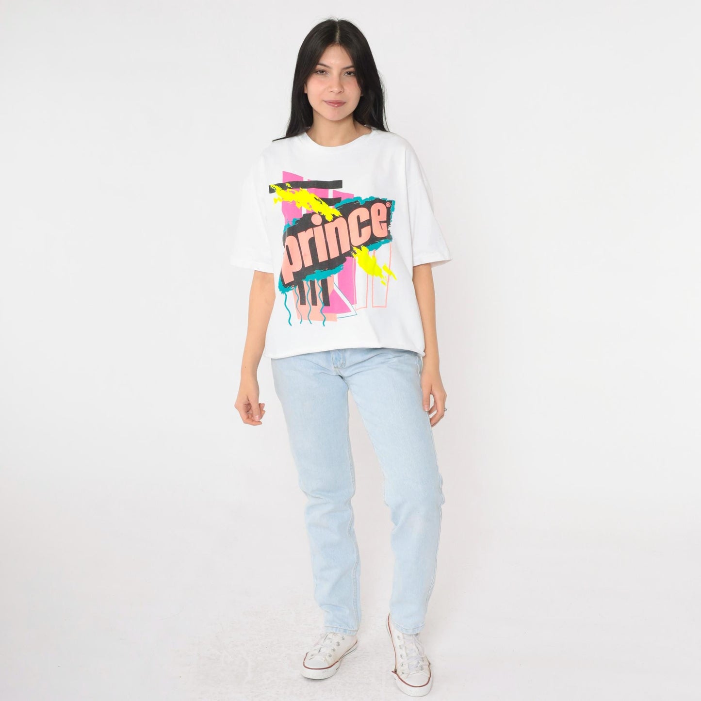 90s Prince Tennis Graphic T-Shirt White Cotton Large