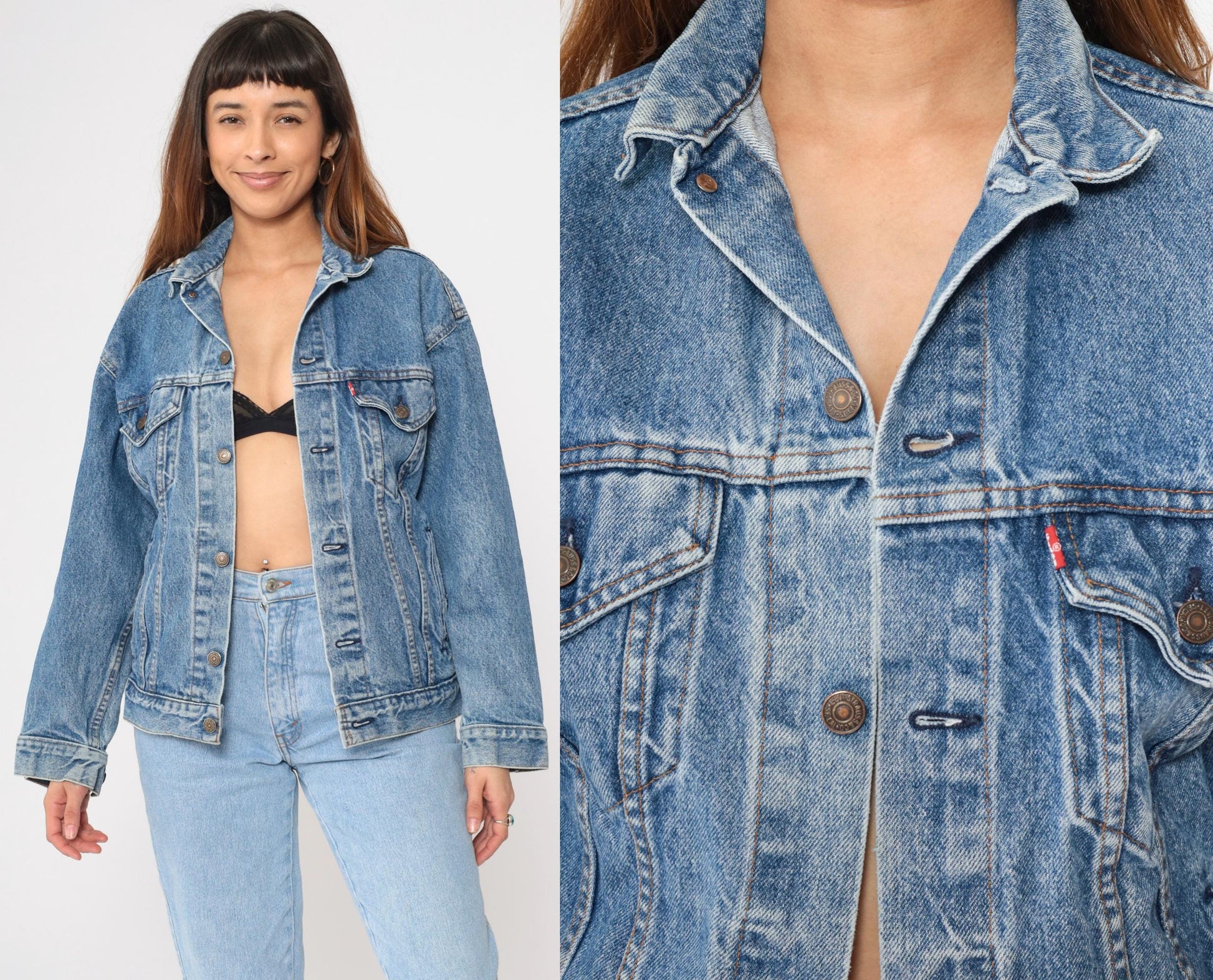 90s Levi's Denim Jacket Blue Button-Up Jean Jacket Medium