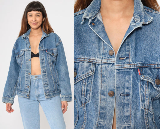 90s Levi's Denim Jacket Blue Button-Up Jean Jacket Medium