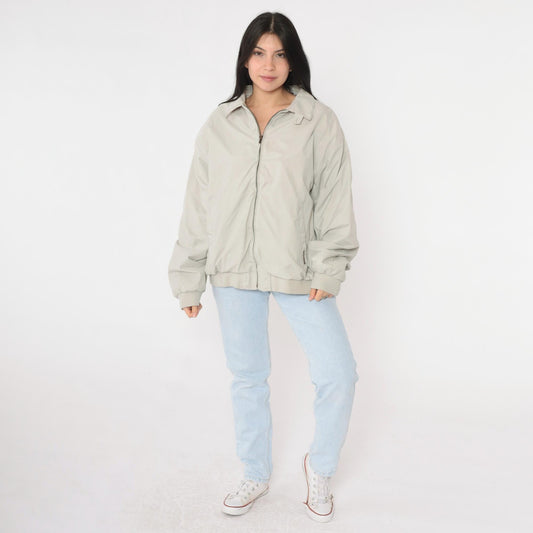 90s Members Only Jacket Grey Bomber Windbreaker Zip Moto Coat Extra Large XL