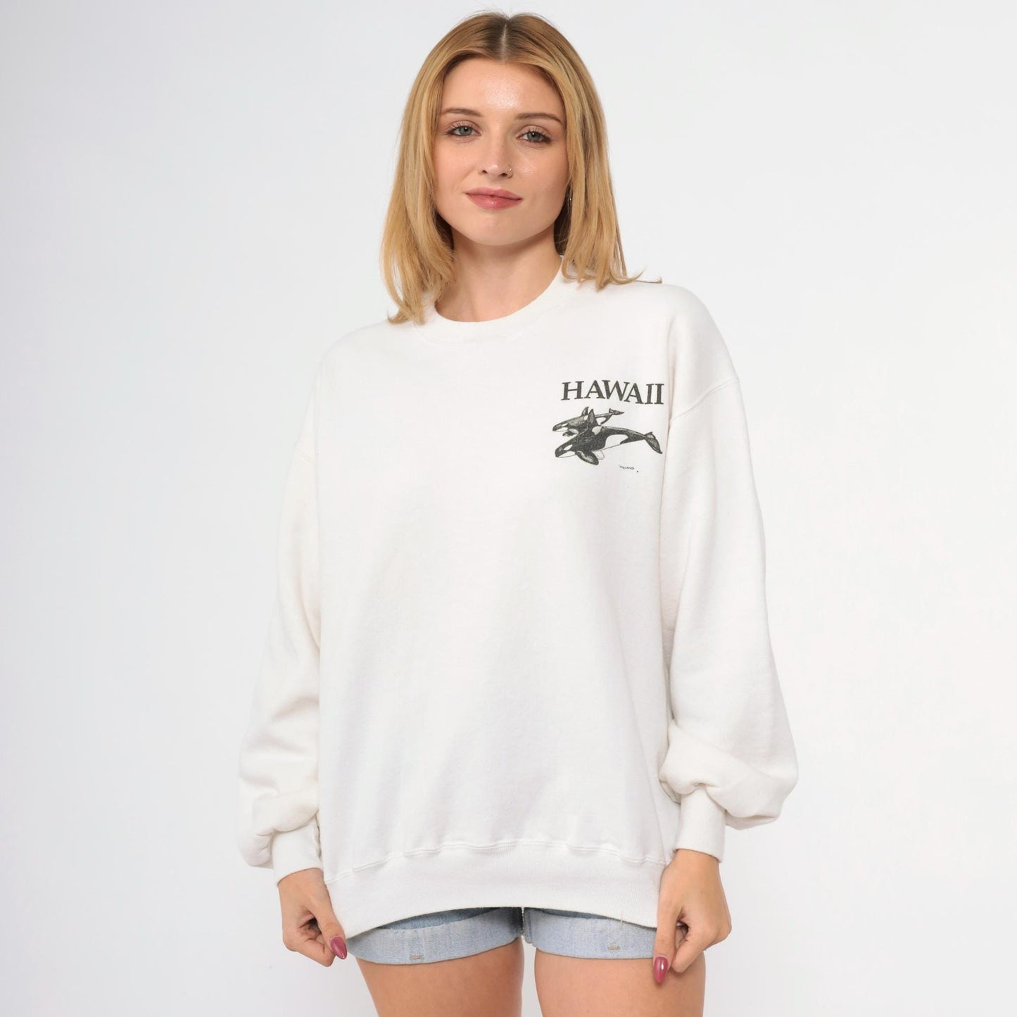 90s Jerzees Hawaii Orca Whale Graphic Sweatshirt Crewneck Medium