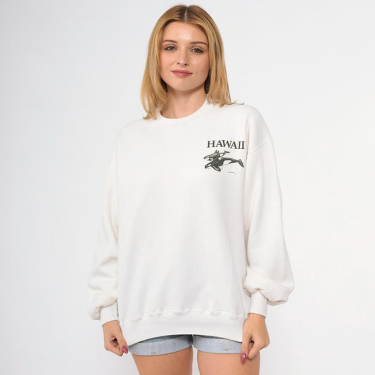 90s Jerzees Hawaii Orca Whale Graphic Sweatshirt Crewneck Medium