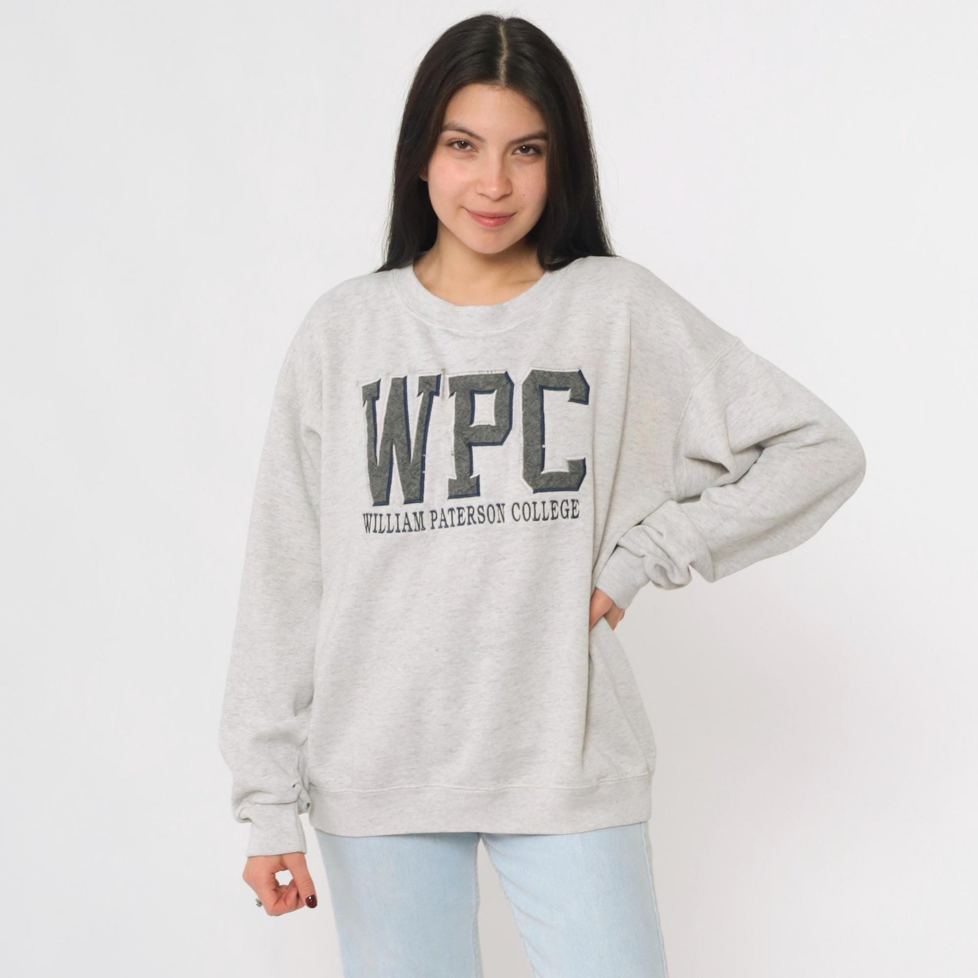 90s William Paterson College Jansport Sweatshirt Heather Grey Crewneck Large