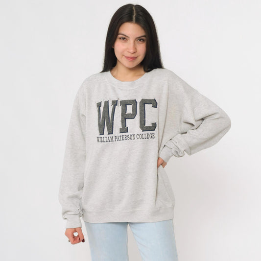 90s William Paterson College Jansport Sweatshirt Heather Grey Crewneck Large