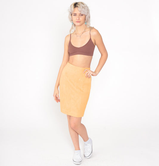 80s Peach Pencil Skirt High Waisted Mini Straight Cut Small