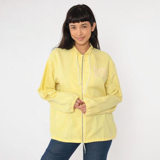 70s Artex SCC Yellow Windbreaker Jacket Logo Zip Men's Large L