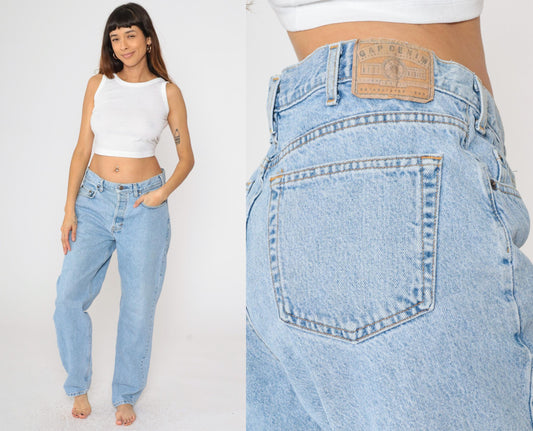 90s Gap Easy Fit High Rise Straight Leg Jeans Blue Denim 36x32