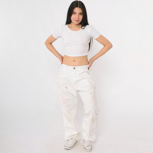 Dickies Sherwin Williams White Painter Pants Paint Splatter Workwear 34x32