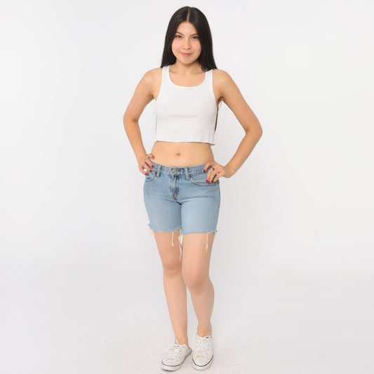 Y2K Levi's Cutoff Denim Shorts Blue Low Rise Frayed Hem Extra Small