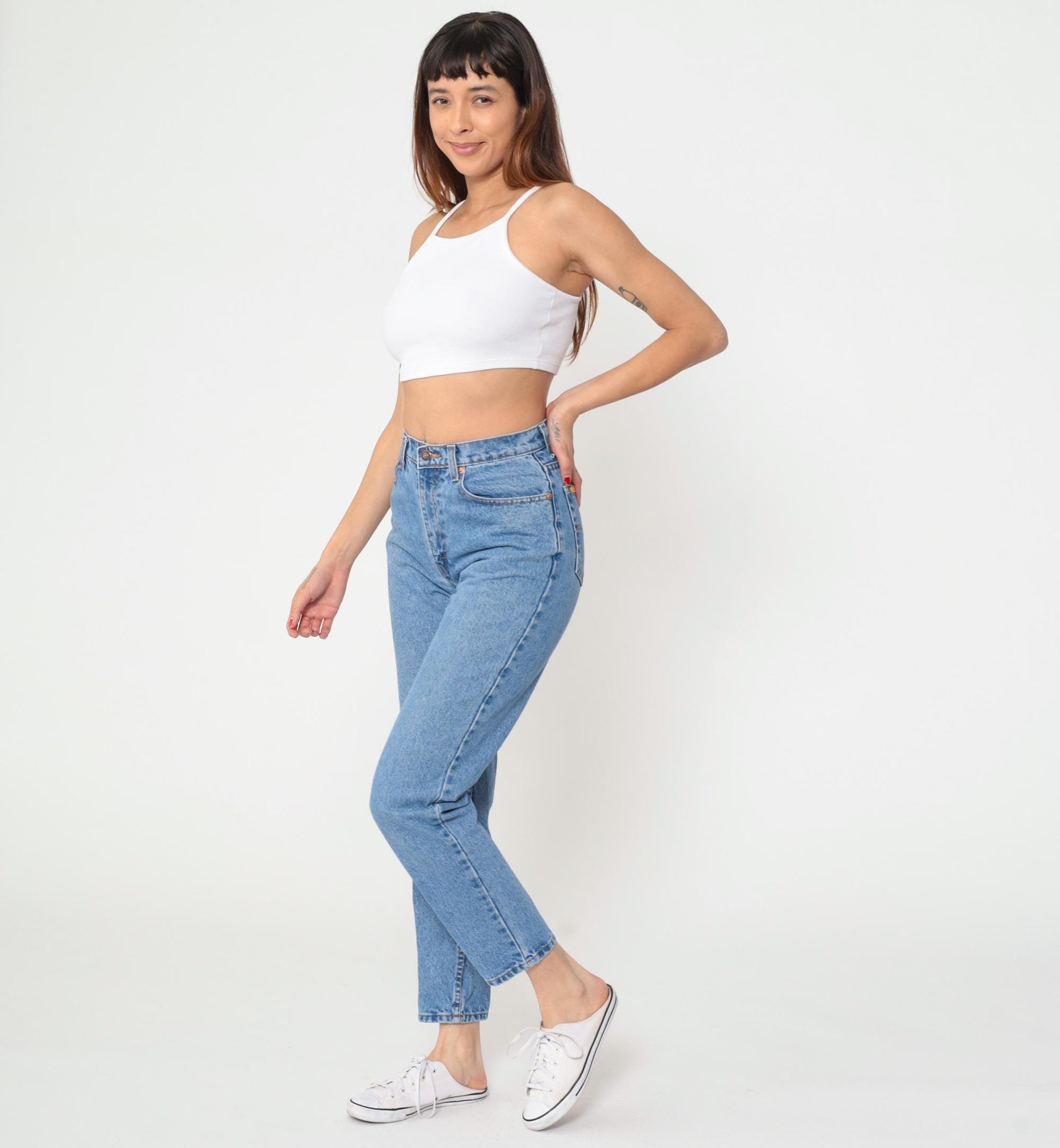 90s Jordache High-Waisted Tapered Jeans Blue Denim Small