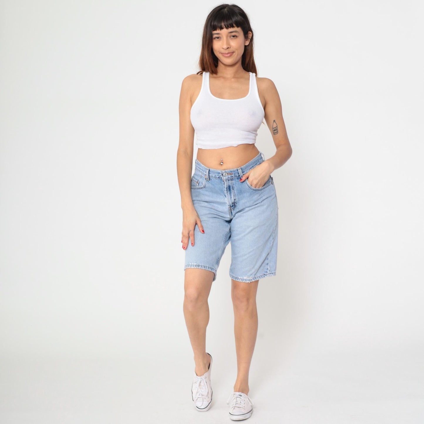 Y2K Levi's 569 High-Waisted Denim Shorts Blue Jean Small 28