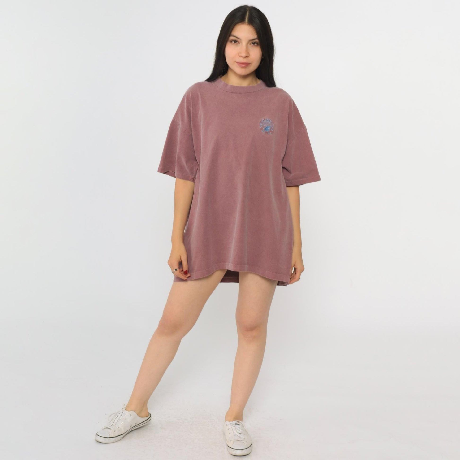 90s Atlantic Club Wall NJ Embroidered Gym Tee Burgundy Cotton Extra Large XL