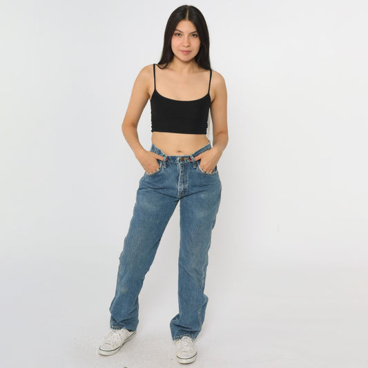 90s Wrangler Straight Leg High Rise Jeans Blue Denim Small 28