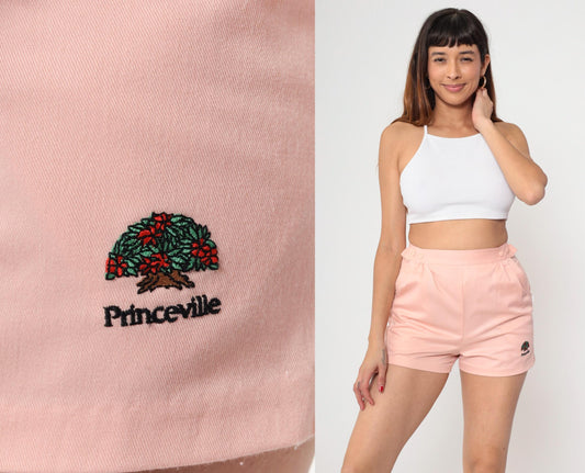 80s Peach Pink High-Waisted Shorts Princeville Kauai Snap Pleated Small S