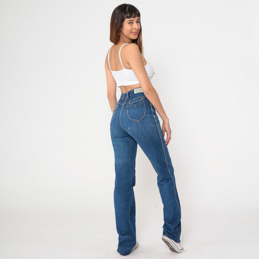 80s Free Time High Rise Straight Leg Jeans Blue Denim Small 4
