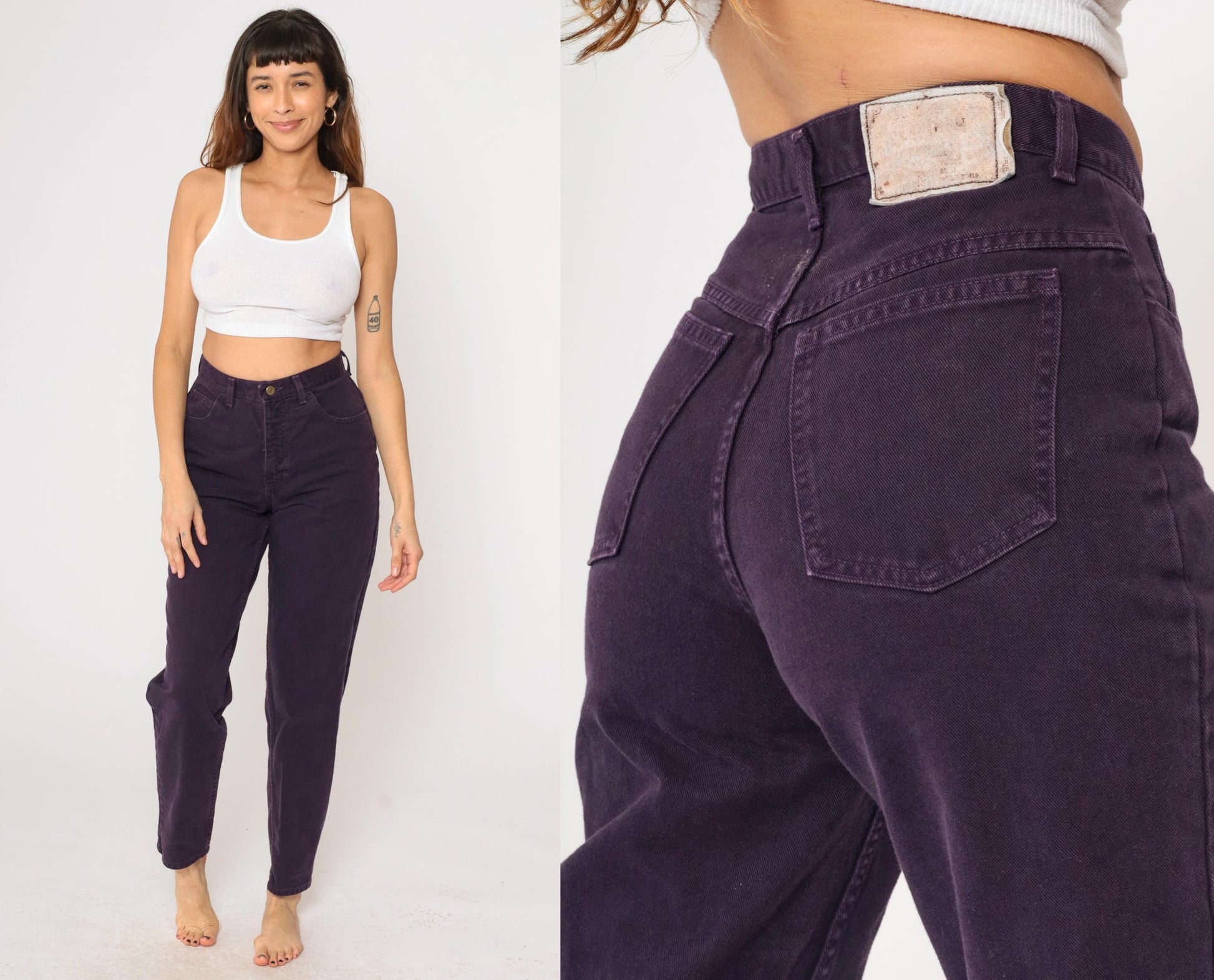90s Moda Intl Purple High-Rise Mom Jeans Tapered Denim Small