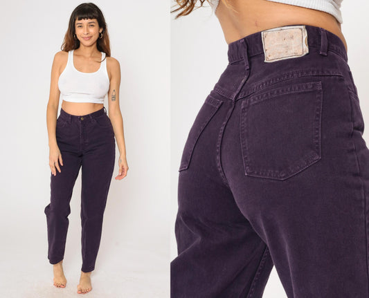 90s Moda Intl Purple High-Rise Mom Jeans Tapered Denim Small