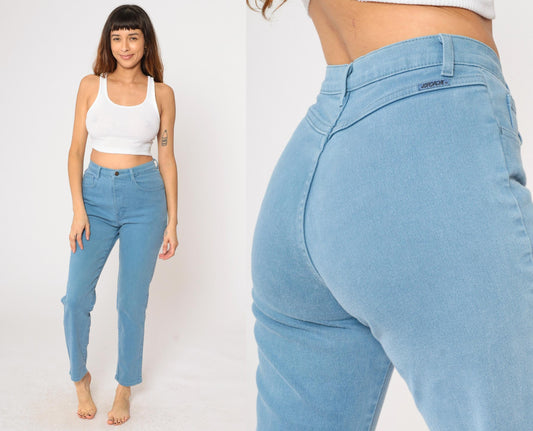 90s Jordache High-Waisted Tapered Jeans Blue Denim Small
