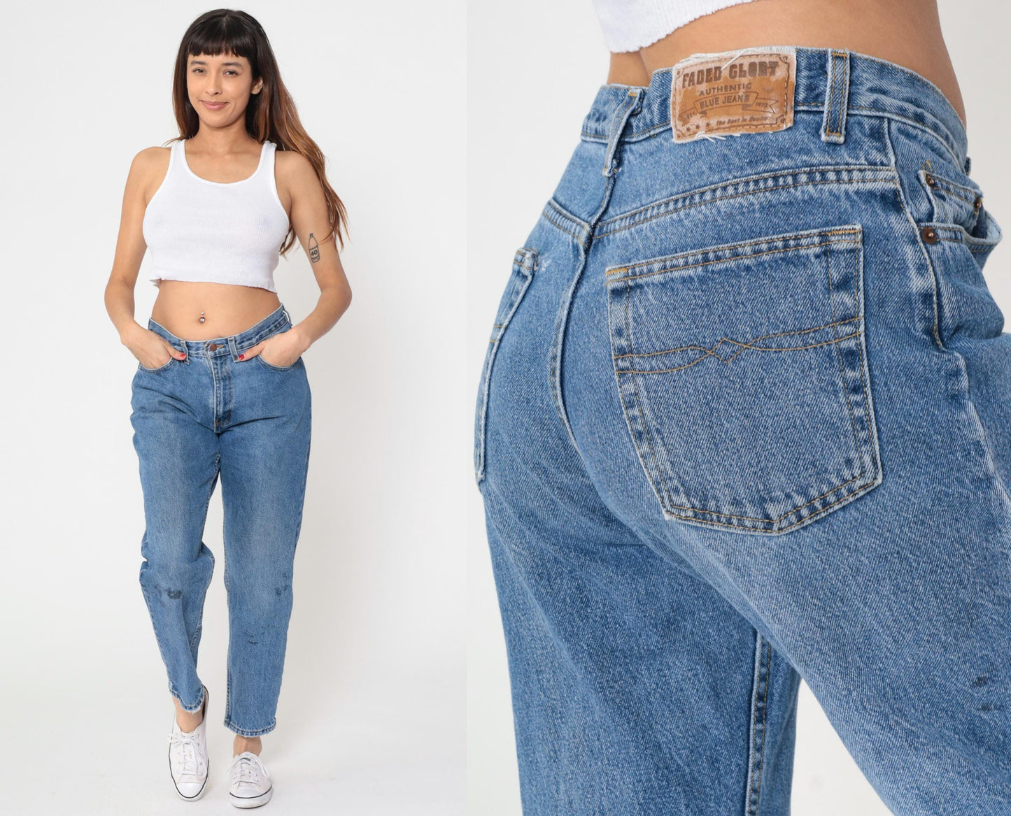 90s Faded Glory High-Rise Straight Leg Jeans Blue Denim 32x30
