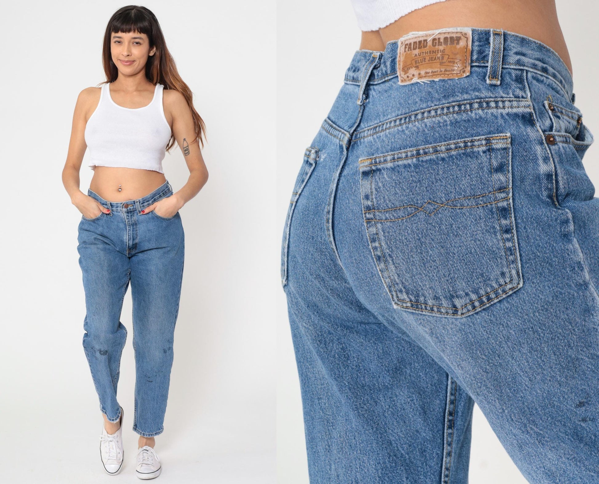 90s Faded Glory High-Rise Straight Leg Jeans Blue Denim 32x30