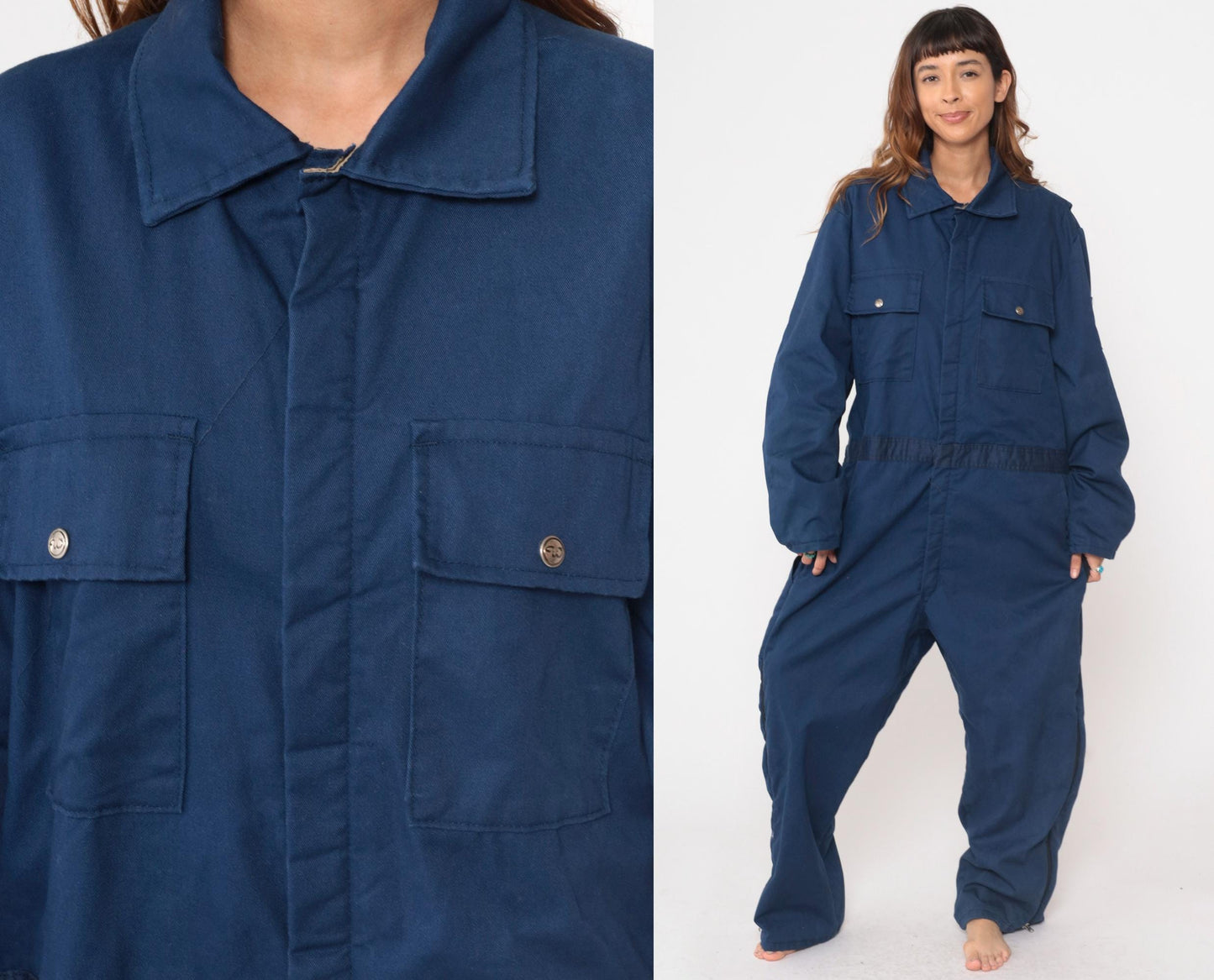 80s Walls Blizzard Pruf Navy Coveralls Insulated Workwear Jumpsuit Large L