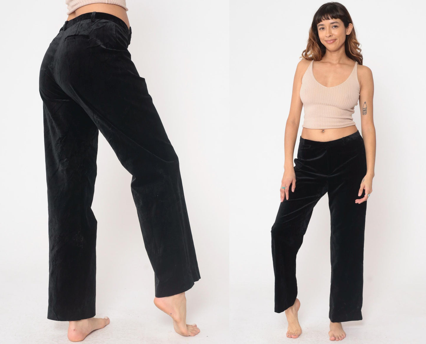 Y2K GAP Black Velvet Straight Leg Pants Low Rise Medium
