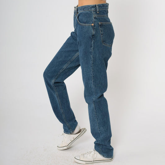 90s GAP High Waisted Mom Jeans Medium Blue Straight Leg Denim Size 6 Long