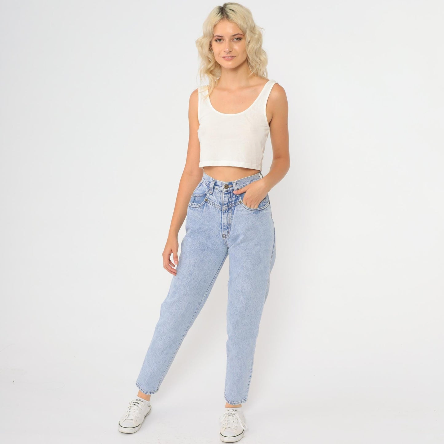 90s Rio Mom Jeans High Waisted Light Blue Denim Straight Leg Extra Small XS