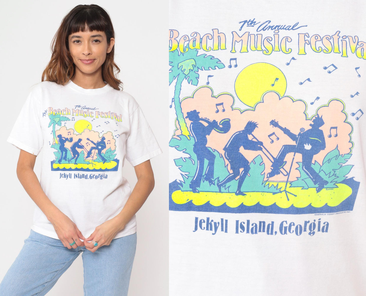 1990 Beach Music Festival Jekyll Island Georgia Concert Tee White Cotton Large