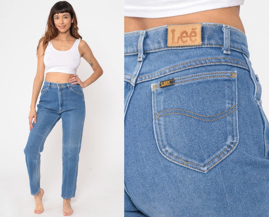 80s Lee Riders High Waisted Mom Jeans Blue Denim Tapered Medium
