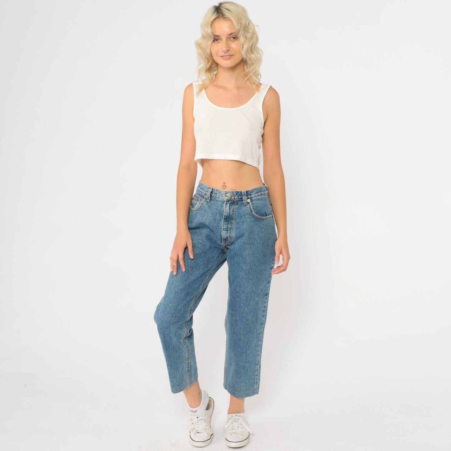 00s Calvin Klein High Waist Mom Jeans Blue Denim Tapered Small 28