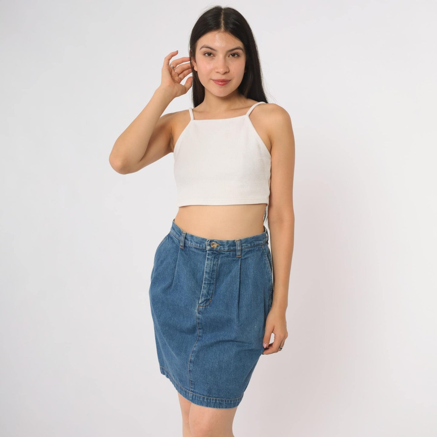 90s Eddie Bauer Denim Mini Skirt High Waist Blue Jean Small S