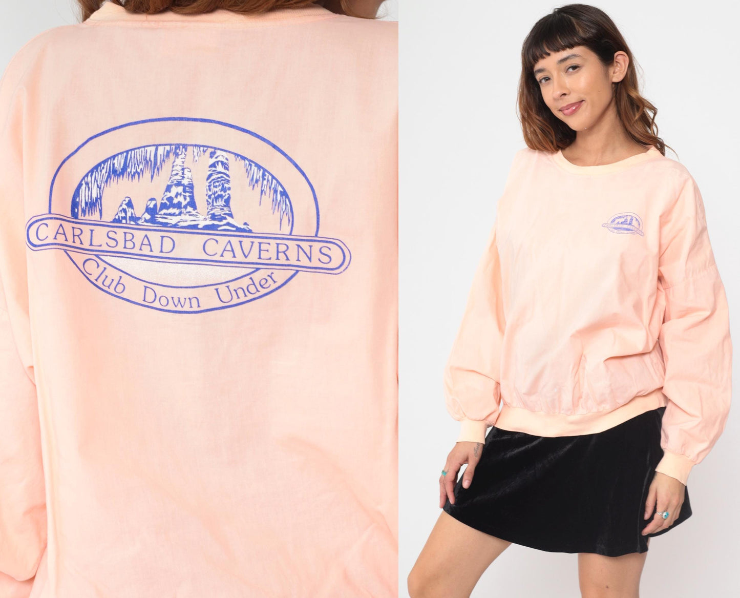 90s Carlsbad Caverns New Mexico Peach Sweatshirt Graphic Pullover Large L