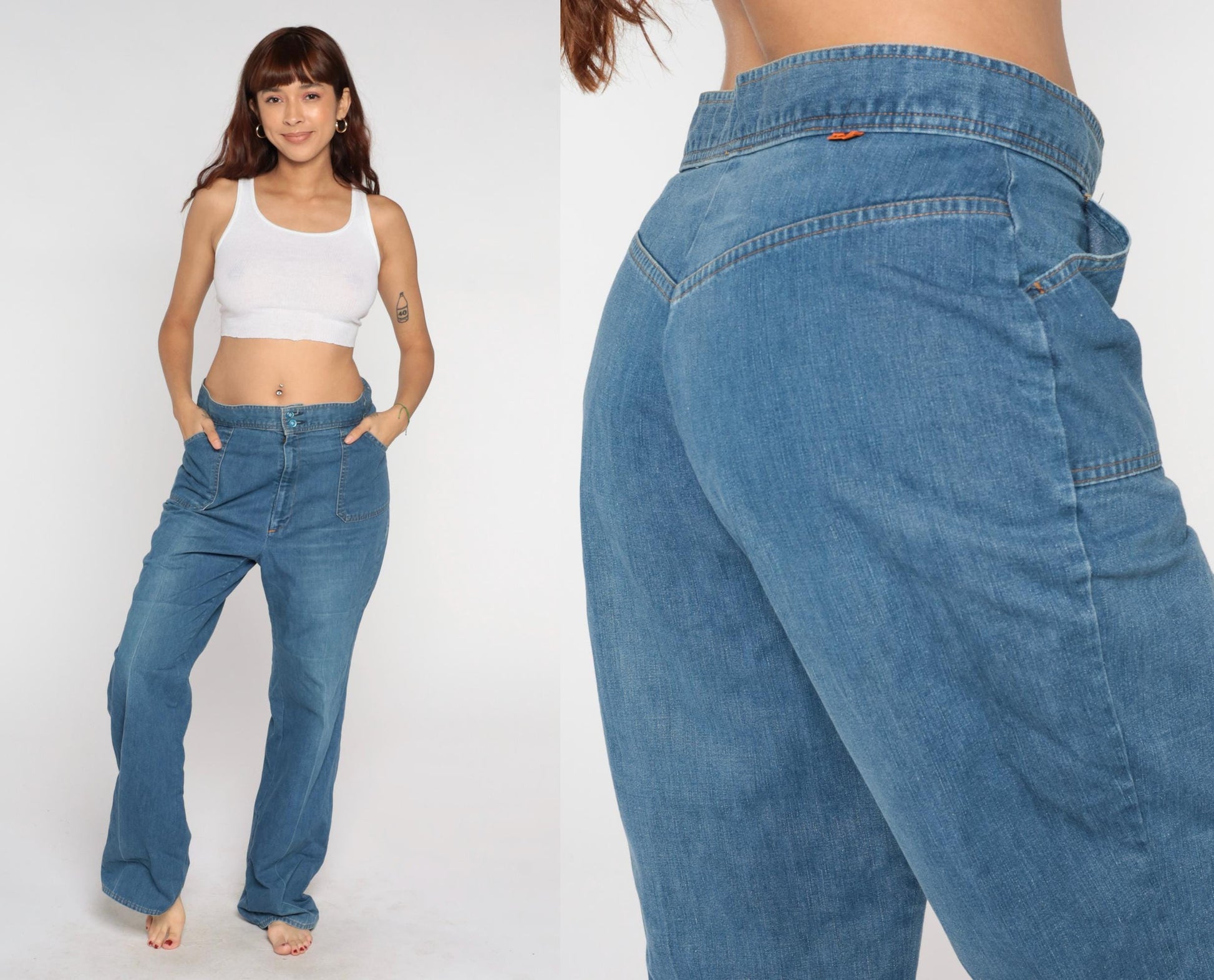 1970s Levi's Straight Leg Jeans High Waisted Blue Denim 32x33