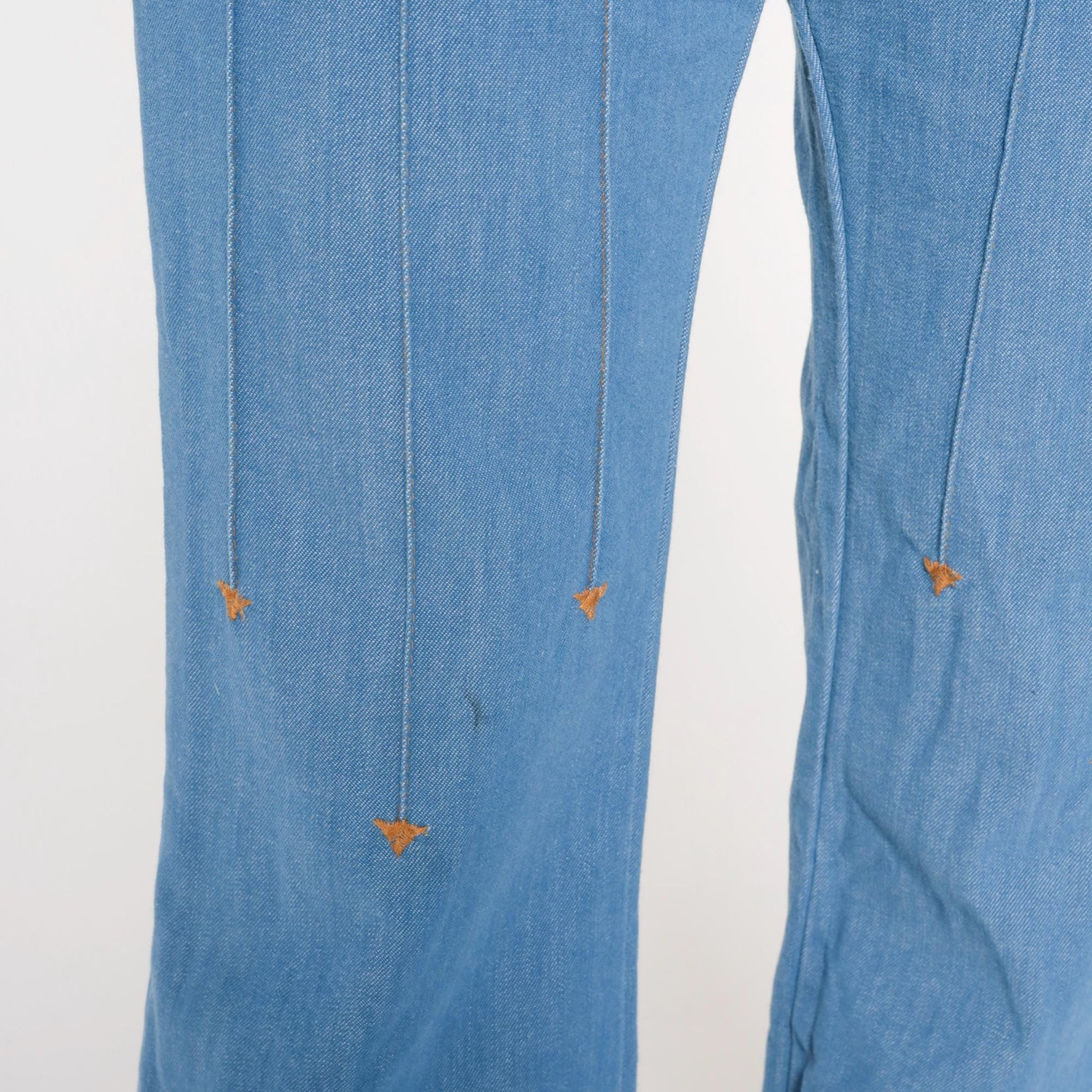 70s Sears Light Blue Flare Jeans High Waist Bell Bottom Denim 33x32