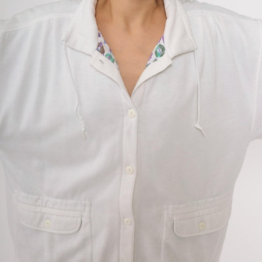 90s Blair White Collared Button-Up Sweatshirt Jacket Extra Large XL