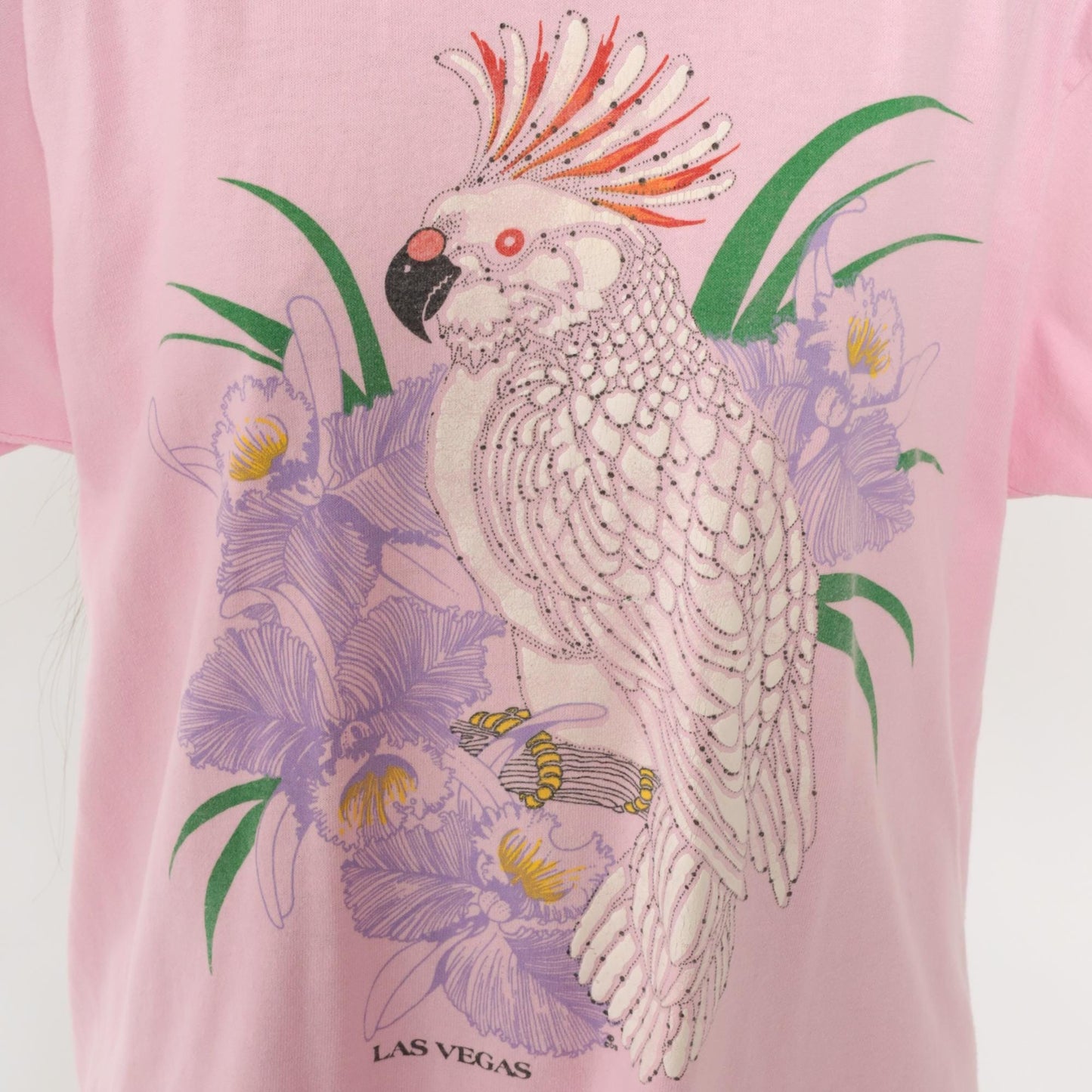 90s Miller Pink Cockatoo Bird V-Neck Shirt Three Quarter Sleeve Large L