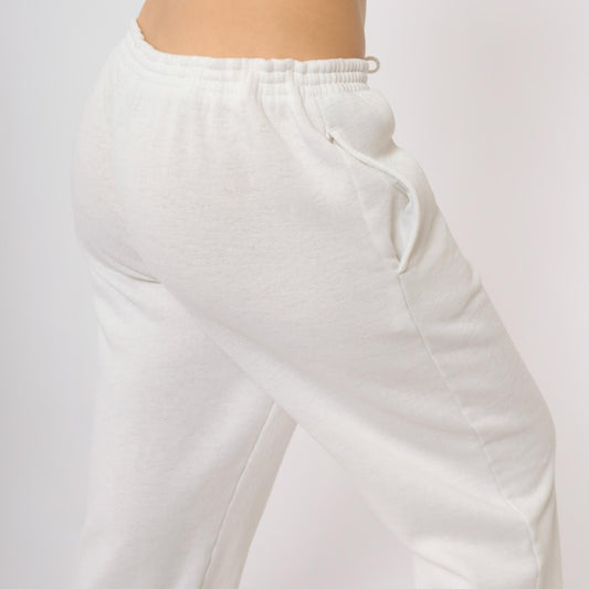 80s Nike White Sweatpants Embroidered Swoosh Drawstring Medium