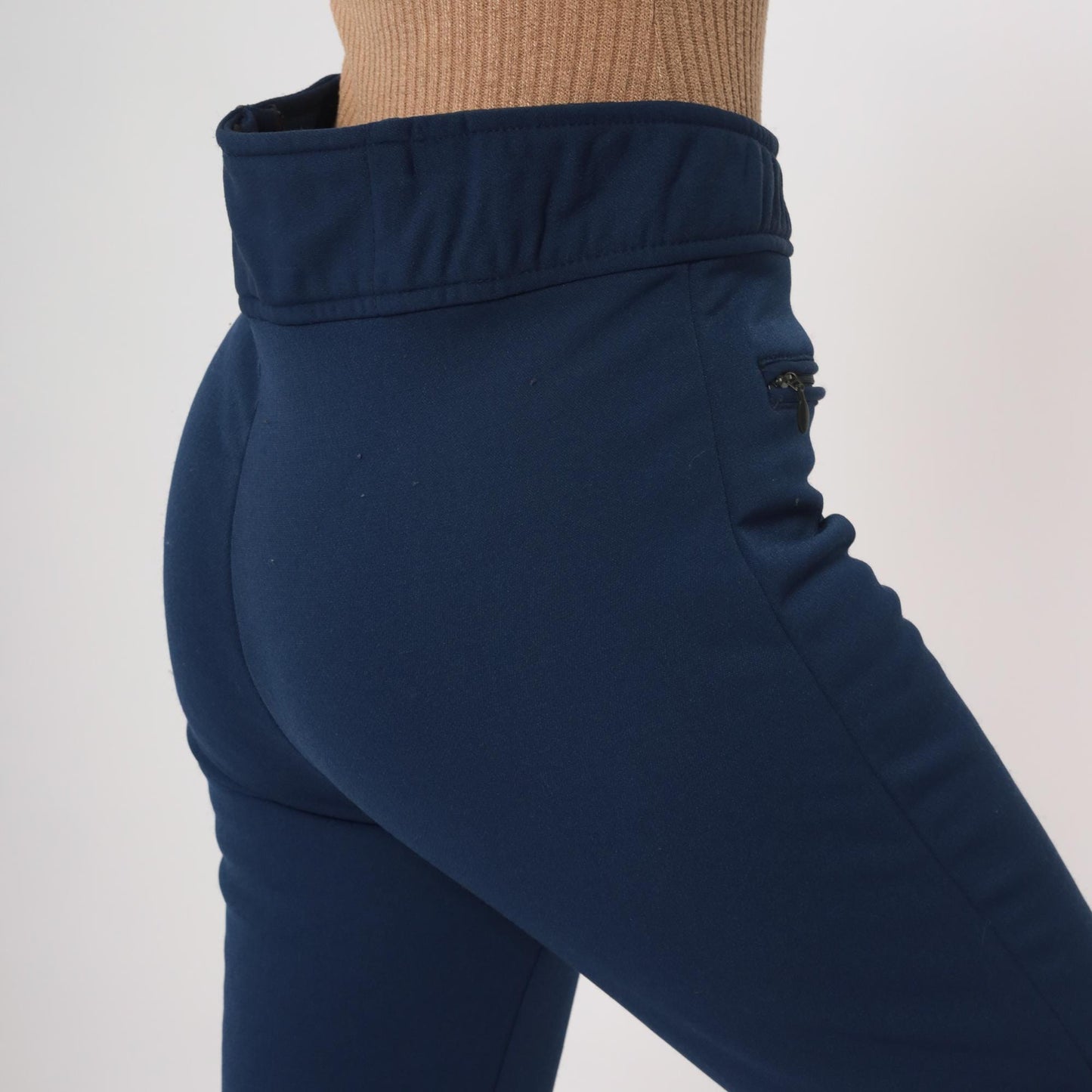 70s Roffe Navy Wool Ski Pants Adjustable Waist Zippered Legs 34 Regular