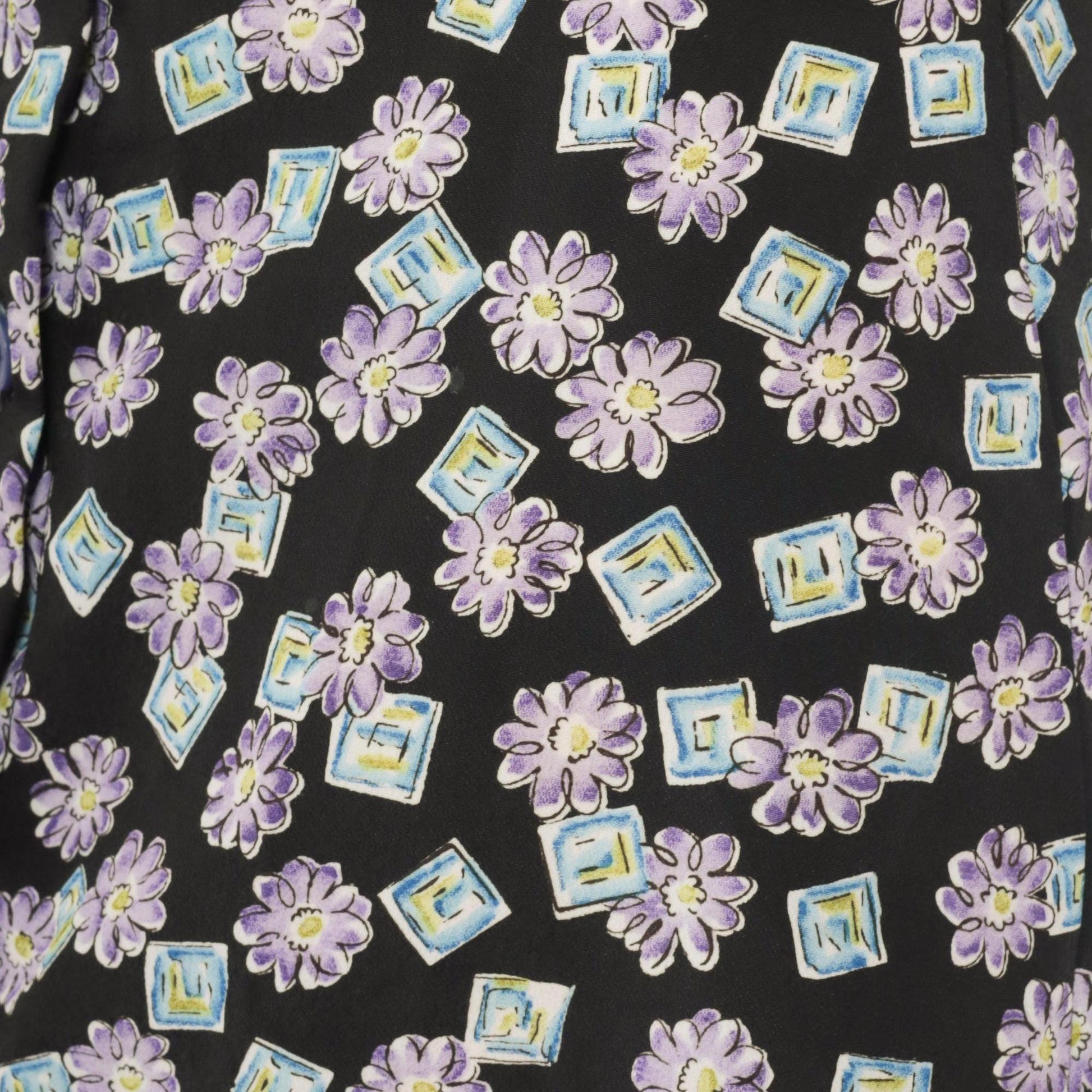 90s My Michelle Floral Mini Skirt Black Purple Daisy Button Front Size 11