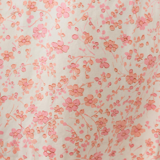 60s Pink Floral Romper Sleeveless Button Front Tie Belt Mini Playsuit Small