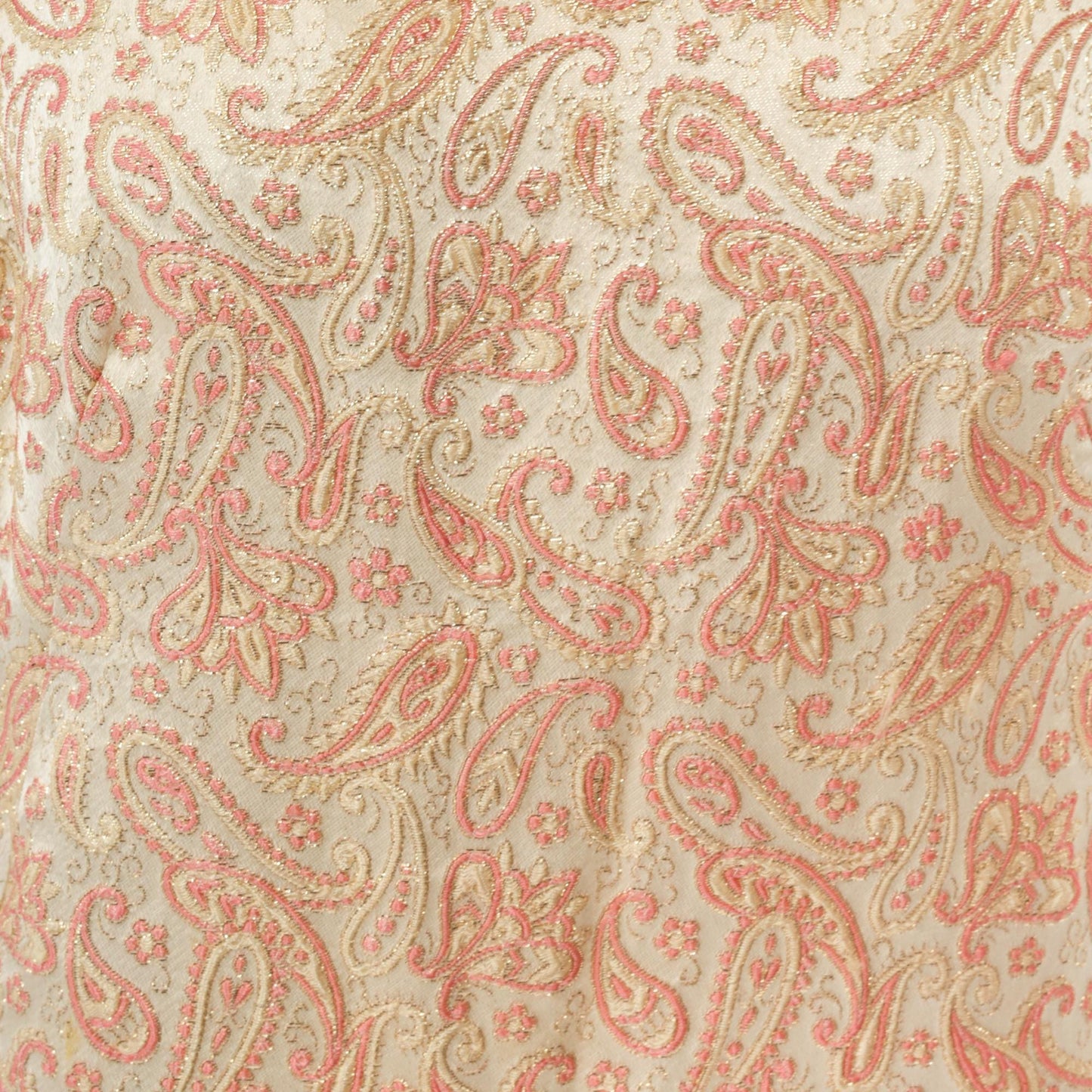 60s Paisley Slip Dress Pink Gold Metallic Mini A-Line Mod Large L