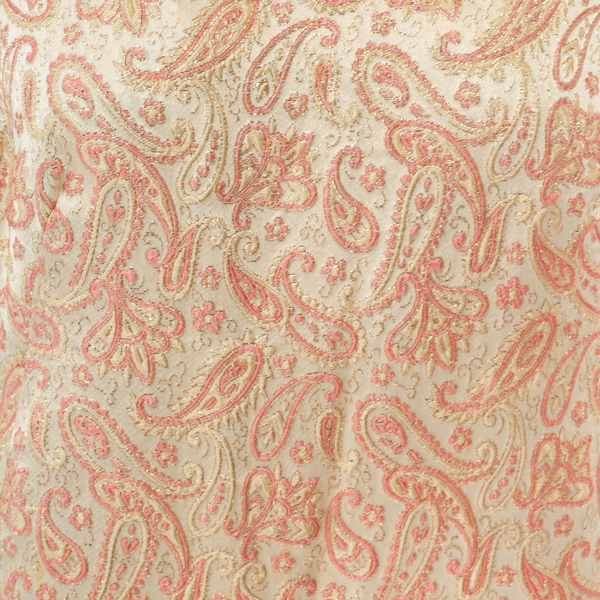 60s Paisley Slip Dress Pink Gold Metallic Mini A-Line Mod Large L