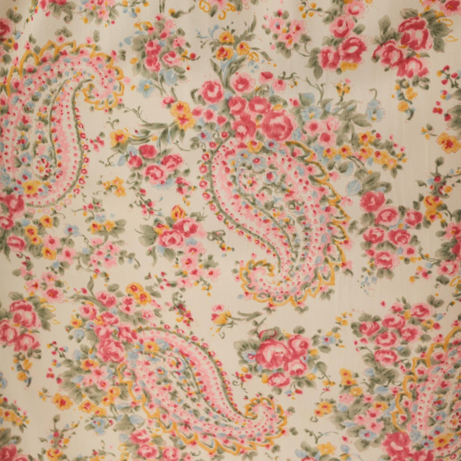 70s Pink Yellow Paisley Halter Maxi Dress Empire Waist Open Back Medium