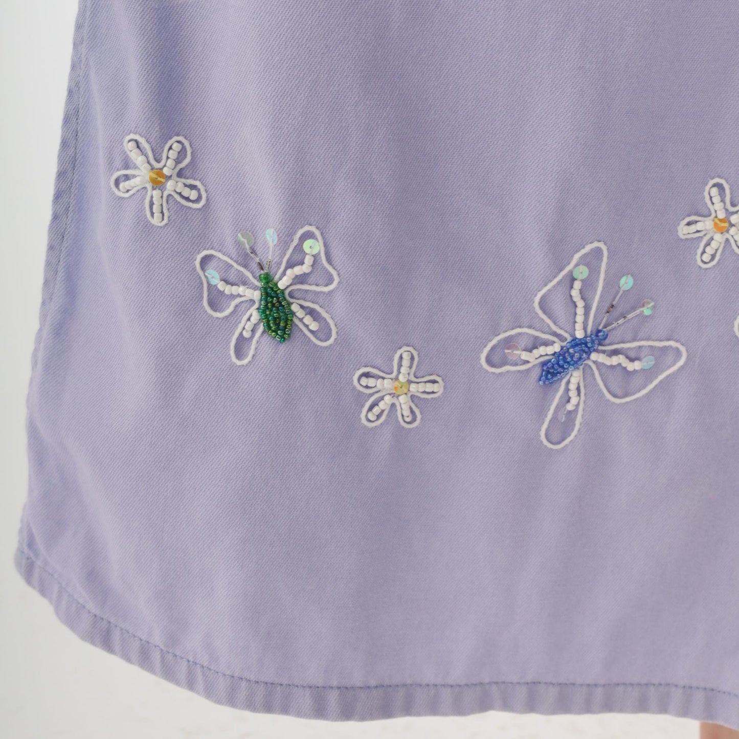 90s Mandal Bay Lavender Maxi Dress Butterfly Embroidery Sleeveless Medium M