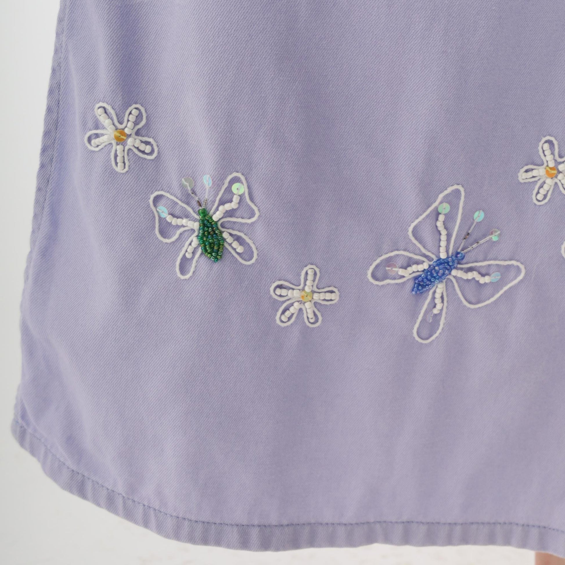 90s Mandal Bay Lavender Maxi Dress Butterfly Embroidery Sleeveless Medium M
