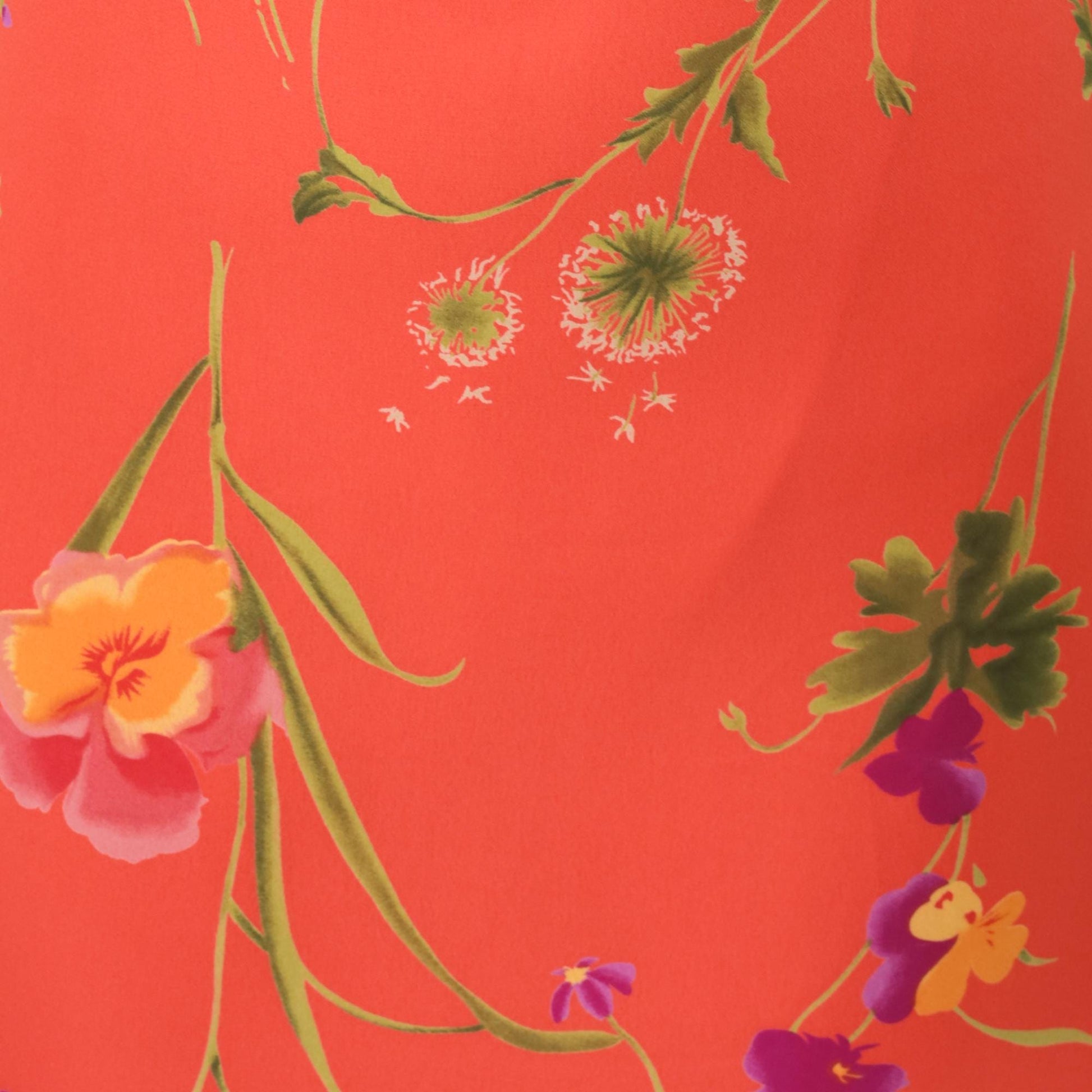 90s Coral Floral Maxi Dress Sleeveless Square Neck Tie Back Large