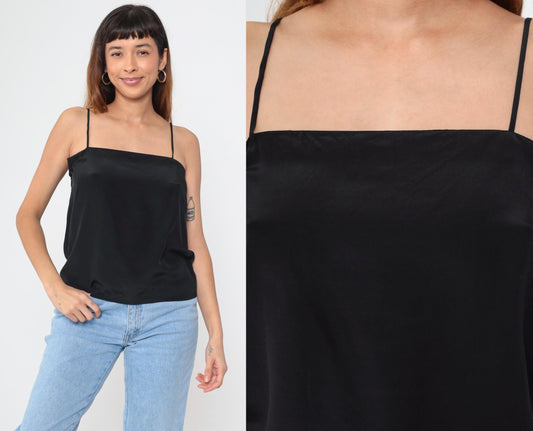 Nina Ricci Black Silk Camisole 90s Spaghetti Strap Tank Medium