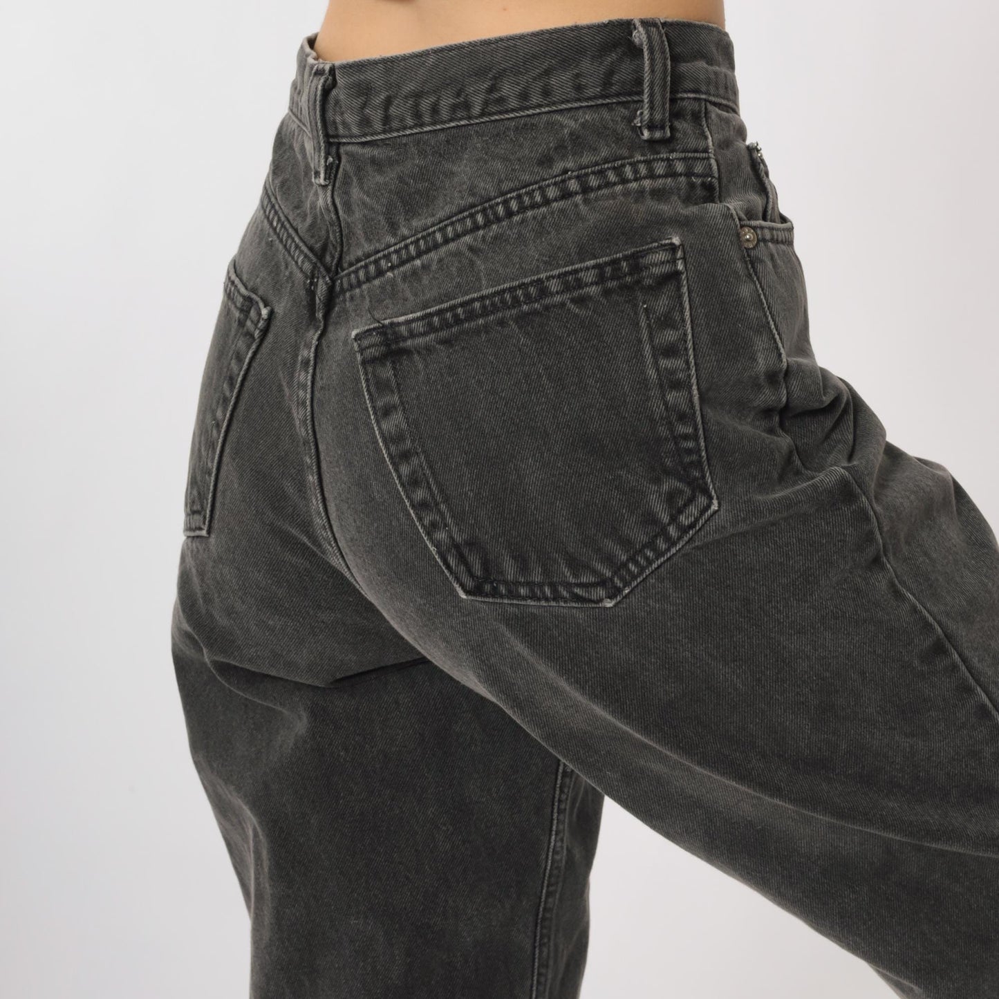 90s GAP Black High Waisted Jeans Relaxed Tapered Cotton Denim Small 6